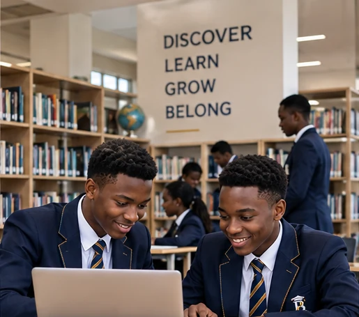 Belmont students studying in the library